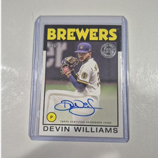 Topps 2021 1986 Autograph Insert Devin Williams #86B-DW Brewers Card