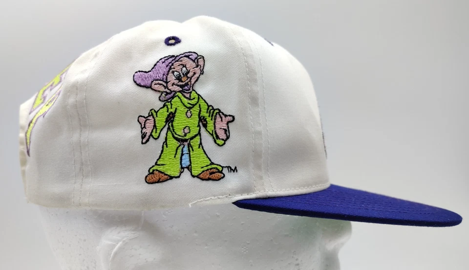 NUEVO CON ETIQUETAS De colección Años 90 Disney Blancanieves Siete Enanitos DOPEY Blockhead Toon Snapback Sombrero Foto 4 de 4