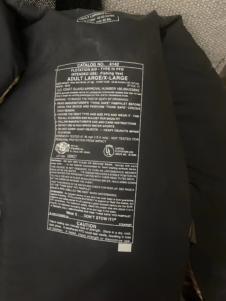 Vintage Stearns Advantage Wetlands Camo FishingVest Men’s Size Large /Xl Hunting - Image 4 of 4