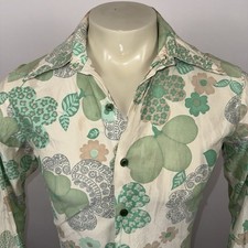 Vtg 60s 70s Disco Shirt Mens Styled in Californa Thin Hippie Floral Print Medium