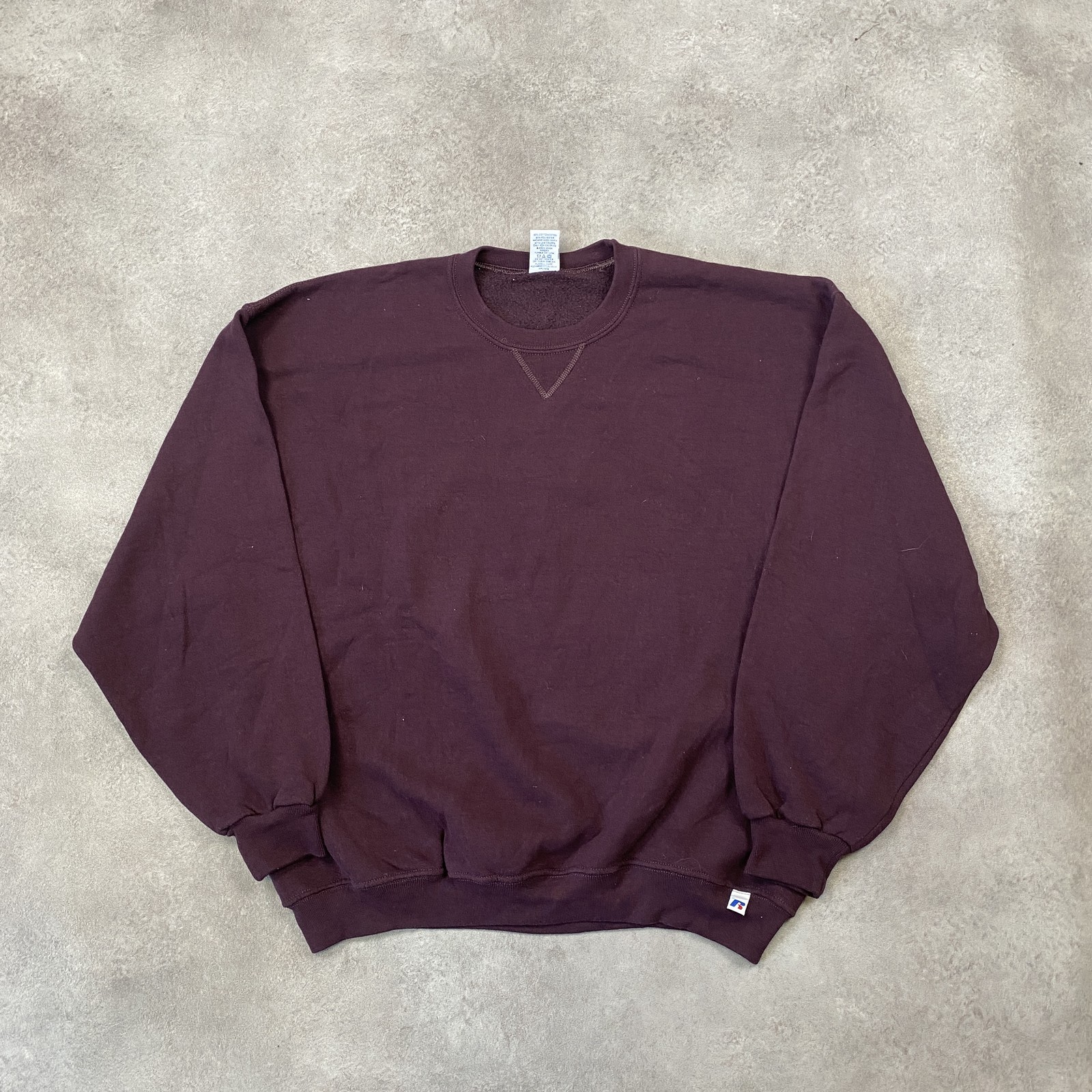 Sudadera deportiva Russell para hombre XL en blanco vintage jersey de gran tamaño, rojo borgoña