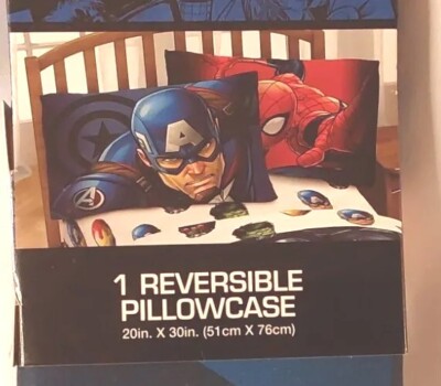 Marvel Comics Spider-Man Reversible Pillowcase Red Blue 20 x 30 in Standard Size