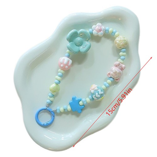 Small Fresh 3D Flower Beaded Mobile Phone Chain Pendant Hand Drawn Bead Chain Wa - 第 2/12 張圖片