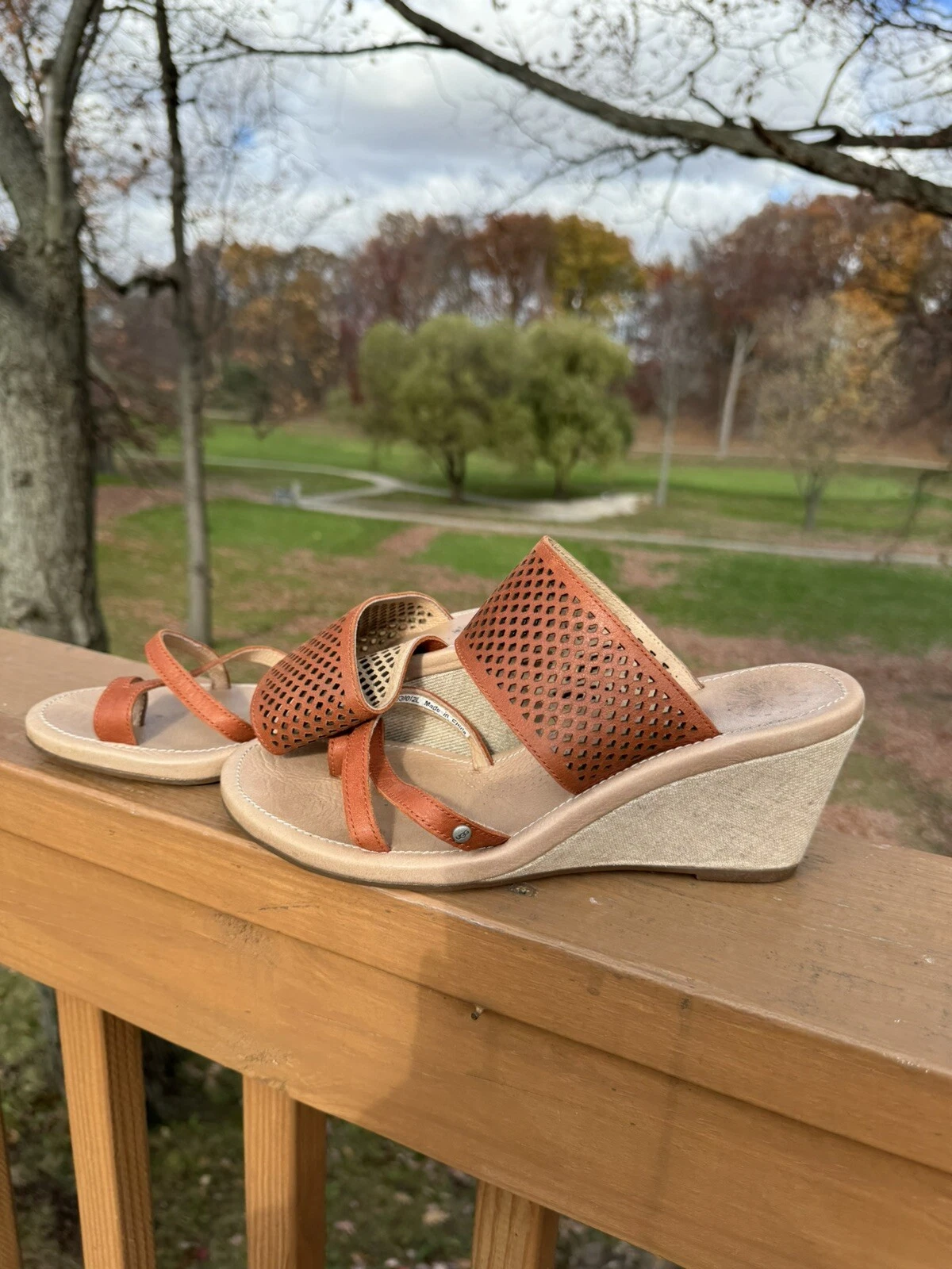 UGG AUSTRALIA NEGHAN SANDALI ZUCCA SMALTATI ZEPPA TAGLIA 9 US