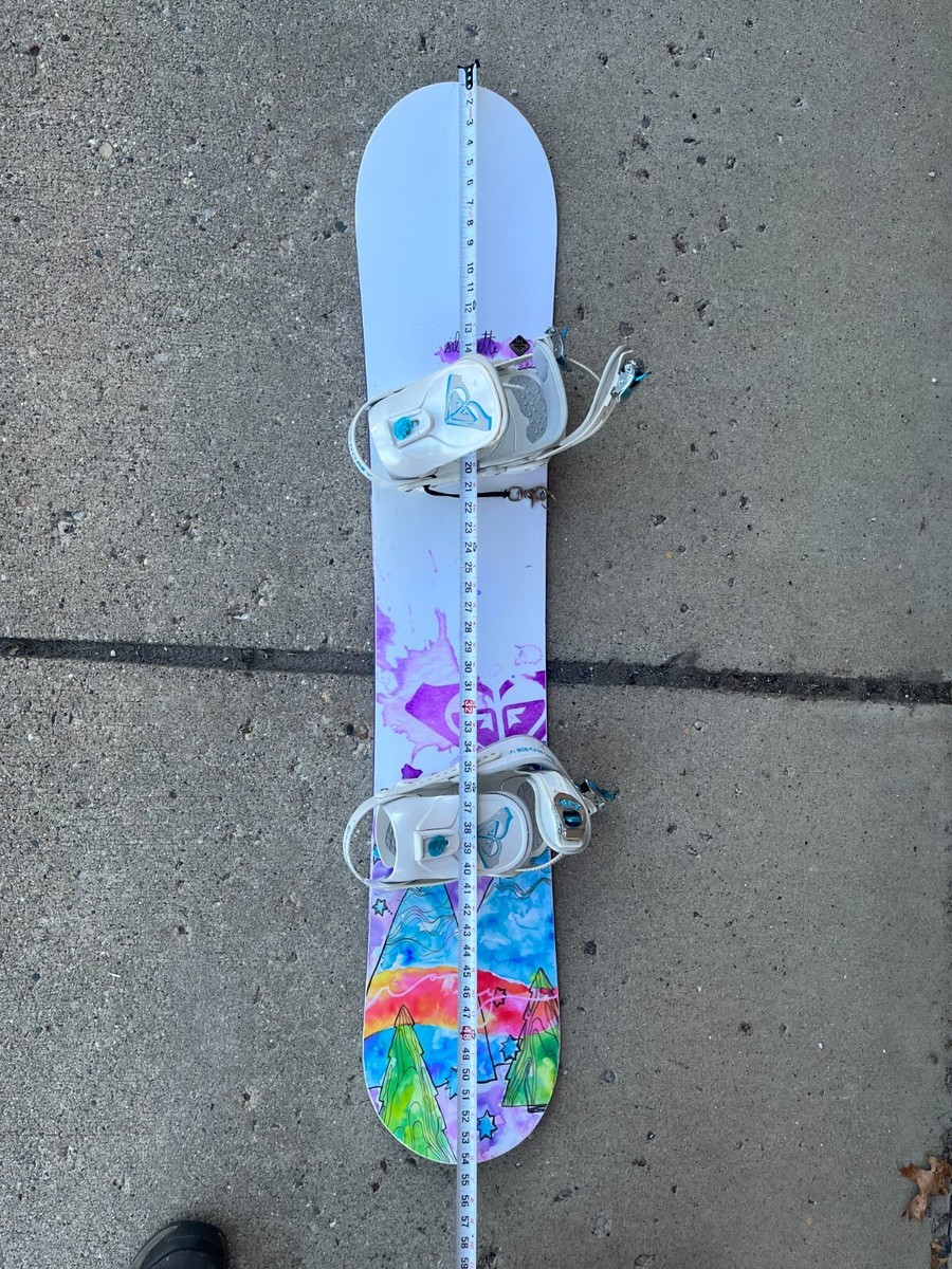 Roxy Silhouette Snowboard 143 CM Women's White Bindings Boots Sz