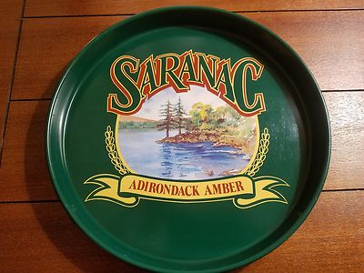 SARANAC ADIRONDACK AMBER METAL ADVERTISING TRAY (12'' Inch Outside Diameter)