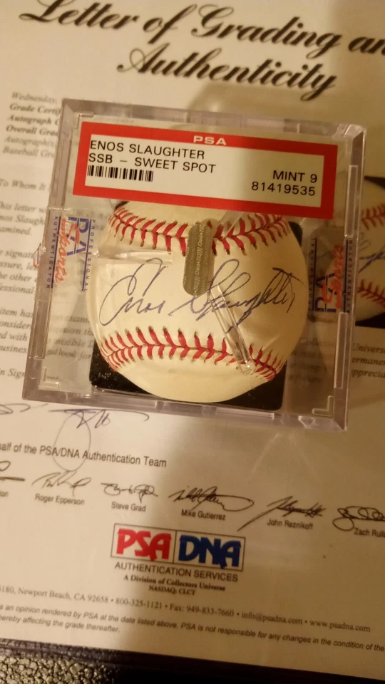 pSA 9 Mint encased ENOS SLAUGHTER signed  Hofer Display - Image 4 of 4