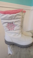 Girls White,pink,gray Totes 3M Thinsulate Snow Boots Size 4 Child-pre-owned