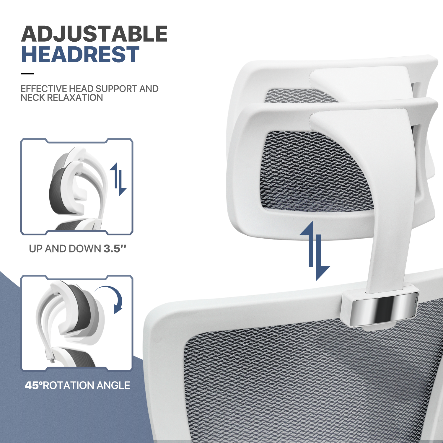 Black Ergonomic[ADJUSTABLE HEADREST]High Back Office Computer PC Chair ...