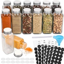 14 Pcs 8oz Glass Spice Jar Bottles with Lids and Spice Labels for Kitchen