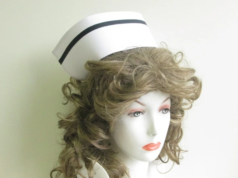 AUTHENTIC NURSE CAP OLD FASHION VINTAGE WHITE COTTON UNIFORM NURSES COSTUME HAT - Image 3 of 4