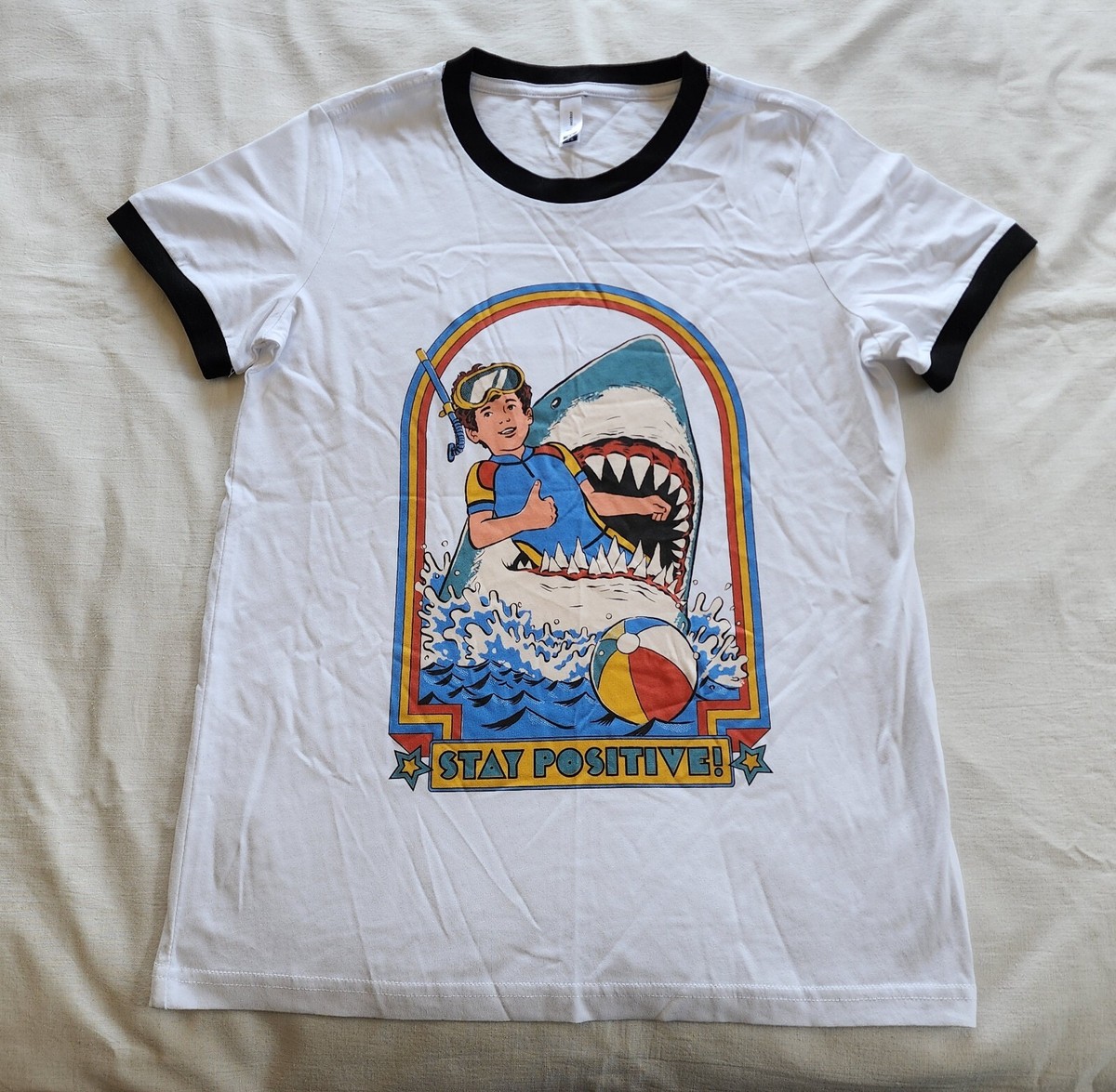 Threadheads Womens Stay Positive White Short Sleeve Printed T