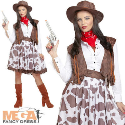 Cowgirl Lady Fancy Dress Western Ladies Costume Cowboy Hat
