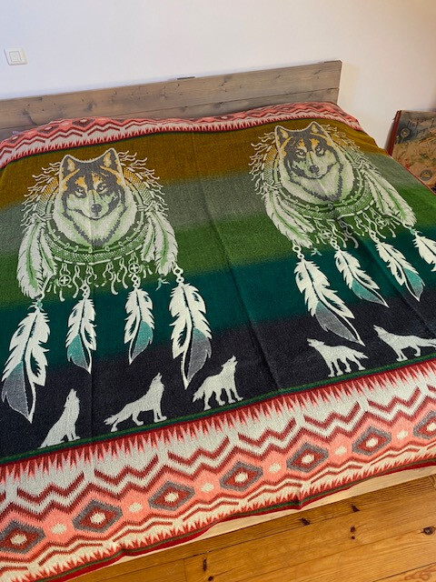 Couverture lit 2P mélange laine alpaga dreamcatcher pour soirées d'hiver