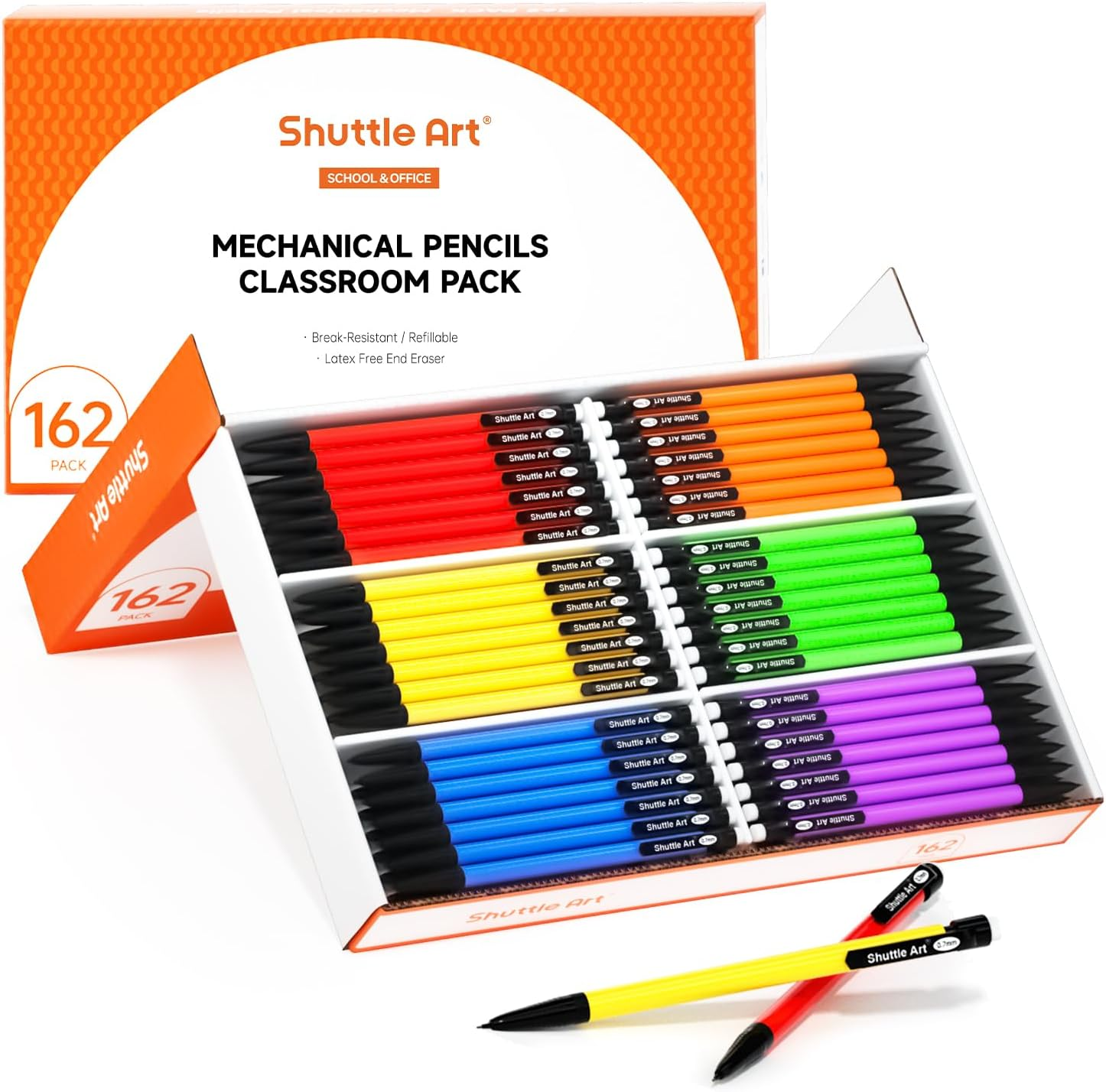 Mechanical Pencils 162 Pack Bulk 0.7Mm Medium Point HB 2 Lead Assorted Barrels-image