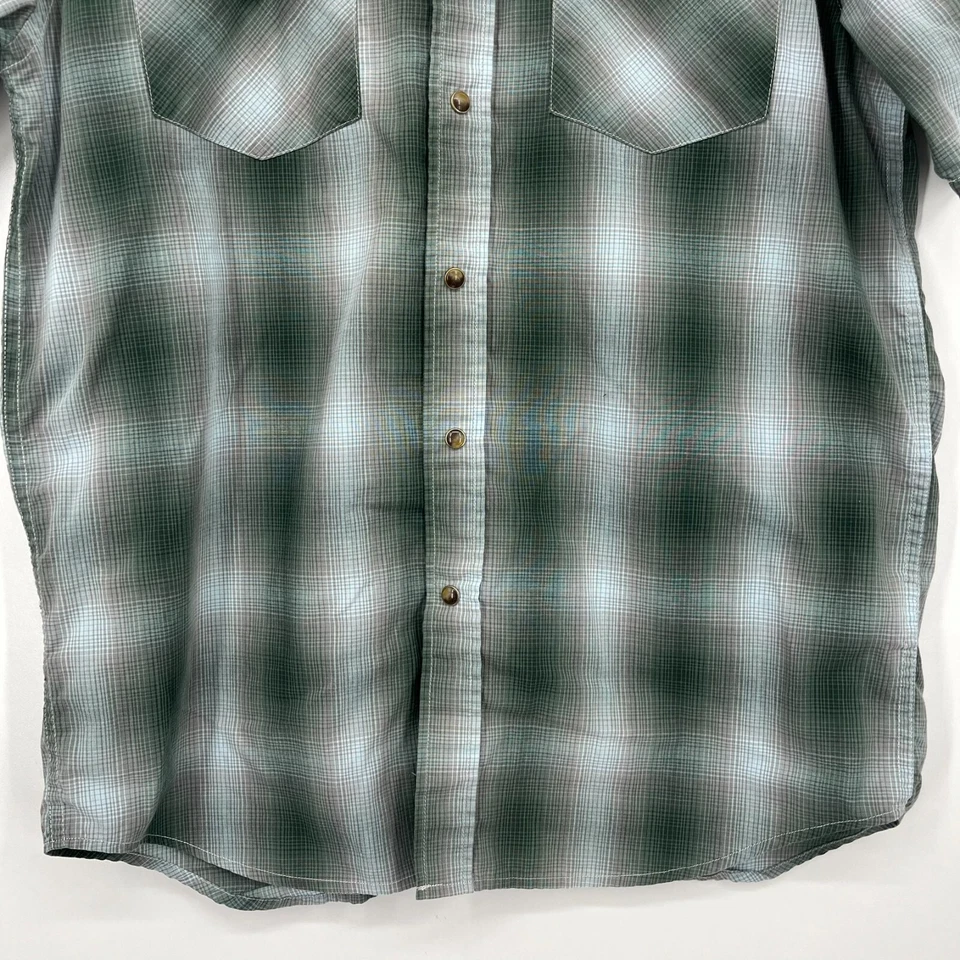 Pendleton Short Sleeve Pearl Snap Shirt Mens Size S Green Frontier Plaid Western - Image 3 of 4