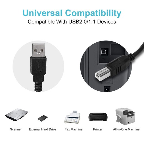 Cavo stampante USB 2.0 per EPSON WF-2610 ET-2803 ET-2850 ET-5180 ET-4800 ET-4850 - Foto 3 di 5