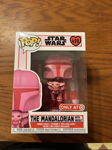 Funko Pop! The Mandalorian with Groku  Valentine's Edition Pink 498 Target Ex