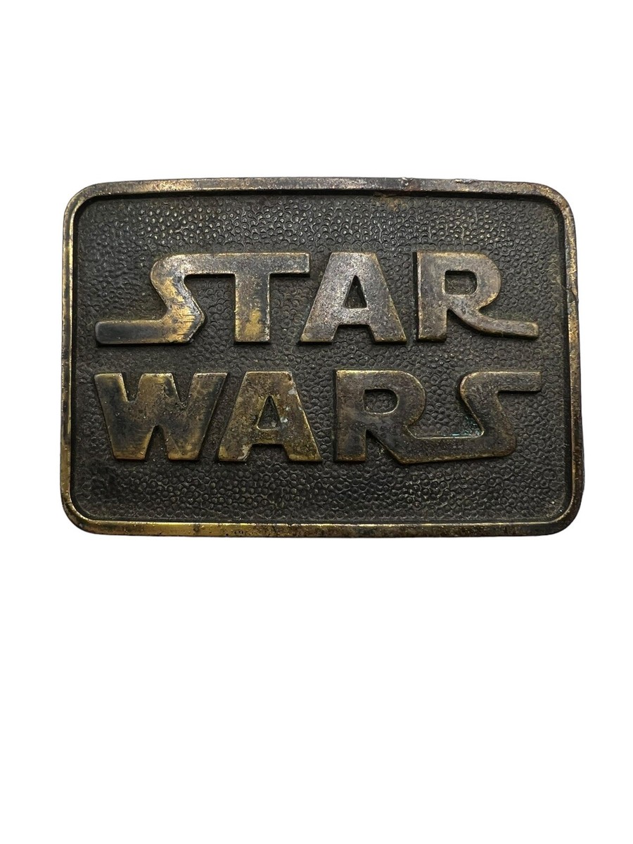 VTG. 1977 ORIGINAL STAR WARS LOGO SCRIPT SOLID BRASS BELT BUCKLE