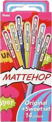 Pentel Matte Hop Original + Sweet Color Gel Pen, 14 Assorted Colors (K110-V14ST)