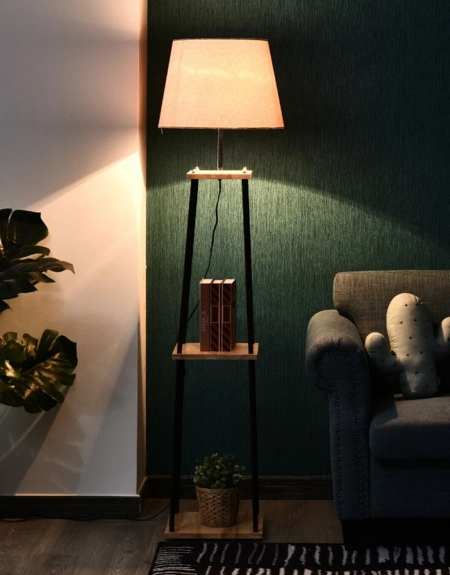 Industrial floor lamp clearance with table