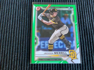 2021 BOWMAN DRAFT #BD119 JACKSON MERRILL *1ST BOWMAN GREEN BORDER #52/99* PADRES