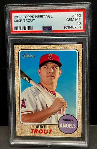 Mike Trout 2017 Topps Heritage Baseball HIGH # SP Card #450 PSA 10 GEM MT Angels