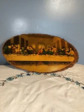 Vintage The Last Supper on Live Edge Cedar Wood Slab Wall Art 12”