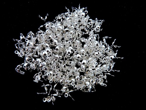 50 x 8mm Silver Plated Calottes Necklace End Tip Craft Finding FREE UK P+P i74 - Picture 2 of 3