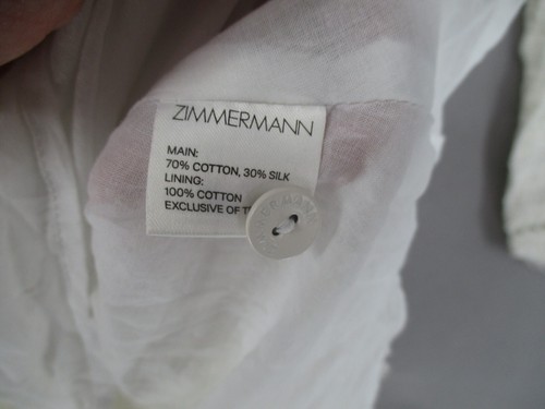 Zimmermann Dress Womens 0 White Lace Silk Floral Trim Long Sleeve V Frill A Line - Picture 13 of 22