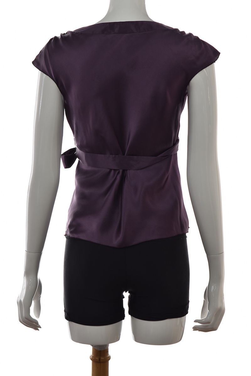 Max Studio Womens Top Size S Purple Solid Blouse Shirt Cap