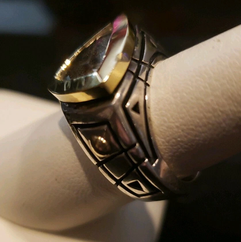 Anillo John Atencio SS 18k Topacio Blanco Corte Trillón Talla 6 1/2 Foto 3 de 4