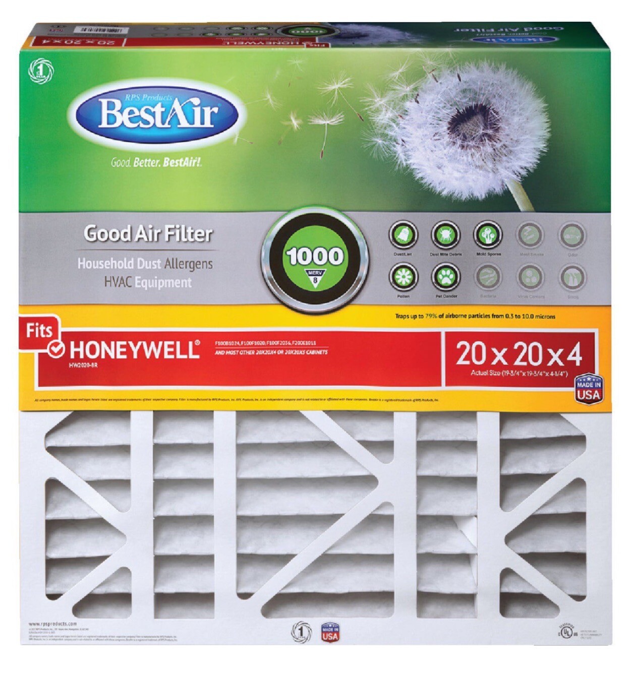 BestAir 20 X 20 X 4 Honeywell HW2020 8R Household Dust Air Cleaner bestair-20-x-20-x-4-honeywell-hw2020-8r-household-dust-air-cleaner