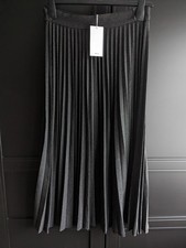 MNG Mango Pleated Checkered Grey Skirt Size 10 New With Tags