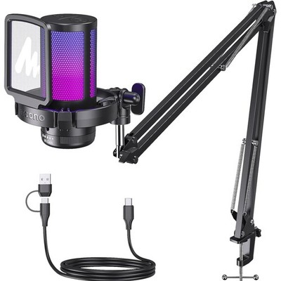 USB Mikrofon Gaming Streaming Podcast Kondensator Mikrofon mit Mute RGB