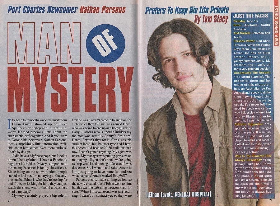 Soap Opera Digest June 2, 2009 NATHAN PARSONS-DAVID CANARY-ROBERT NEWMAN-BRANSON - Image 4 of 4