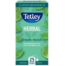 Tetley Fresh Mint Tea Bags Refreshing Peppermint & Spearmint Blend Naturally