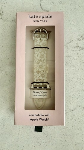 Kate Spade White Clear Floral Transparent Jelly Apple Watch 38/40mm Band Strap