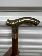Brass Vintage Cane Walking Stick with Derby Head Handle