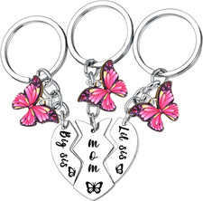 3Pcs Mother Daughter Keychain Set Mom Big Sister Little Sister Keychain Heart Ma
