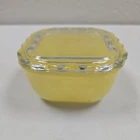 Vintage Jeanette Glass Refrigerator Dish Yellow Square Ruffled Scalloped Lid