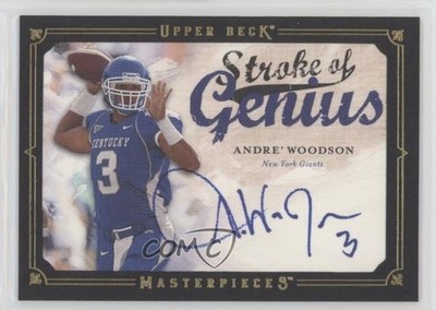 2008 Masterpieces Stroke of Genius Black Framed Andre Woodson Andre' Auto h1f