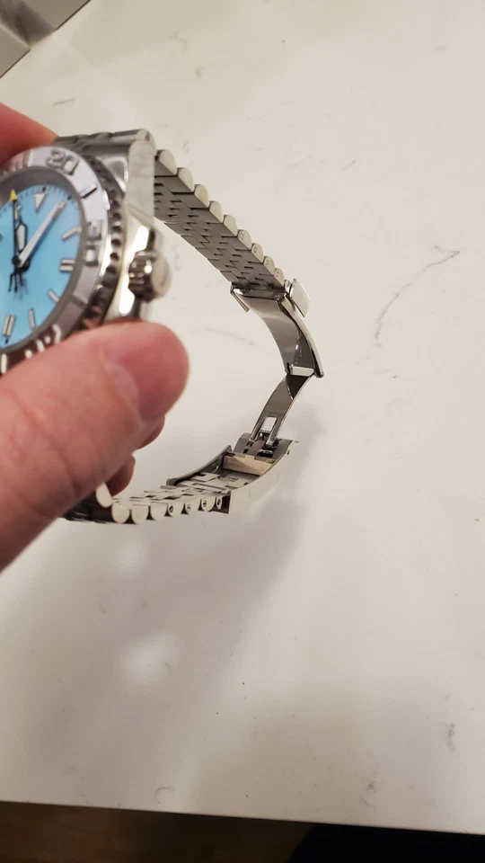 Reloj Automático Personalizado NH35 Tiffany Azul Tridente Mano 41mm Foto 4 de 4