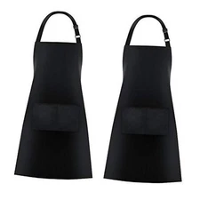 Jubatus Pack Bib Aprons with Pockets Cooking Chef Kitchen Apron for 2 Black
