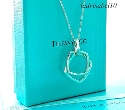 Tiffany & Co. Triple Three Torque Gehry Dicke Halskette Silber Tropfen Hänger mit Box