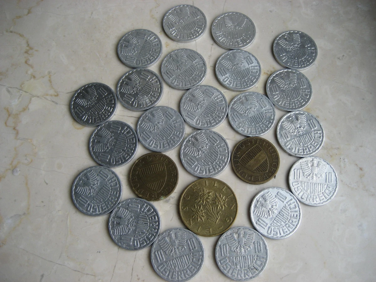 Münzen Österreich  21 x 10 Groschen / 2 x 50 Groschen / 1 Schilling /1953 - 1989