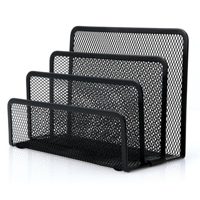 Desk Mail Organizer, File Holder Letter Sorter with 3 Vertical Upright Metal Mes