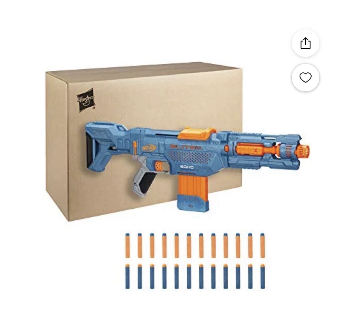 Nerf Elite 2.0 Echo CS-10 Blaster 24 Official Darts 10-Dart Clip Removable Stock