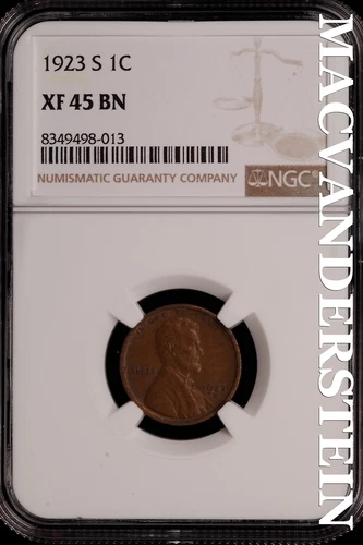 1923-S Lincoln Wheat Cent - NGC XF 45 BN - Scarce  No Reserve  #SLH48