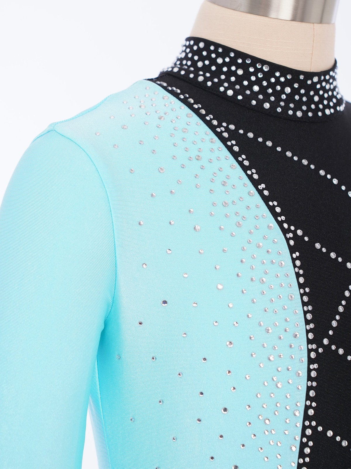 Girls Bodysuit Rhythmic Ballet Shiny Unitard Skating Leotard Color Block Jazz